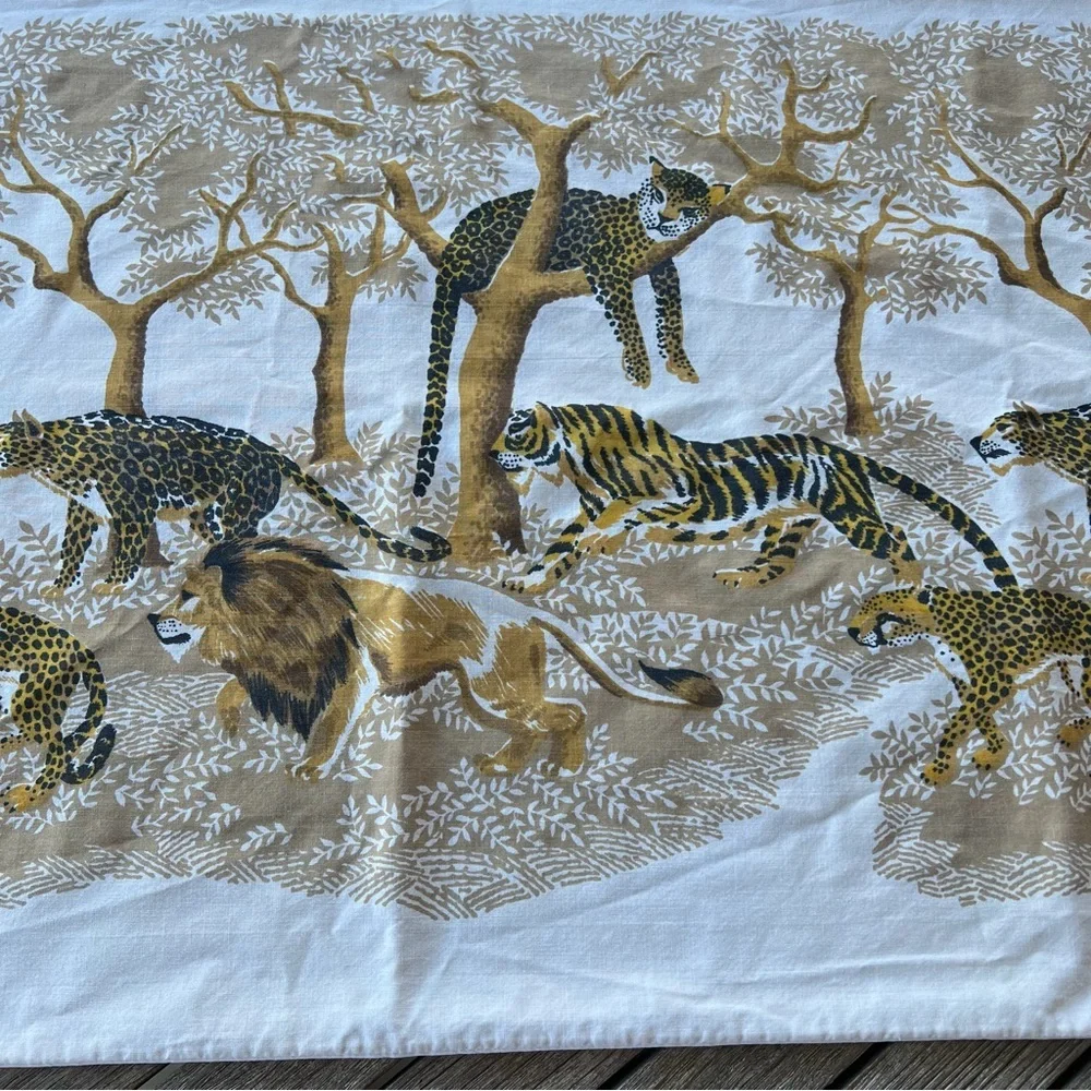 Vintage Tastemaker Big Cat Safari Pillowcase King Size 50/50 Made in USA 70s GUC